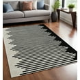 thumbnail image 4 of 5' X 8' Cream and Black Abstract Worn Faded Area Rug, 4 of 11