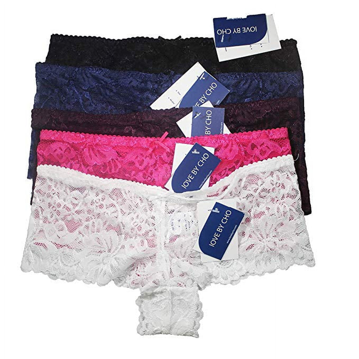 LoveByCho Women's Sexy Lace Boyshort Panties Cheeky Hipster Panties Pack of  5 Underwear