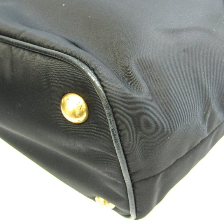 Prada Tessuto Vitello Daino Nylon Tote Shoulder Bag Black