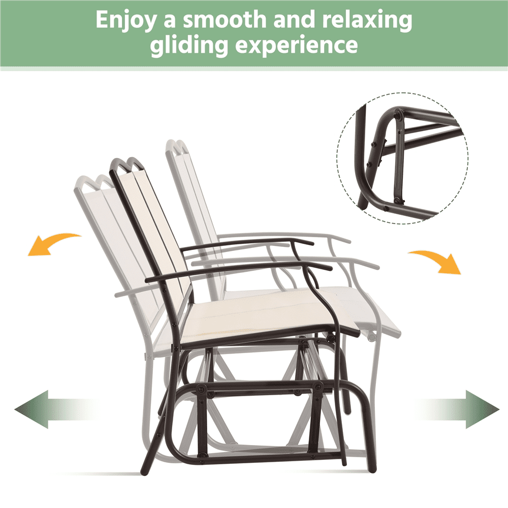 Renwick 2-Person Patio Glider Bench with Steel Frame, Beige