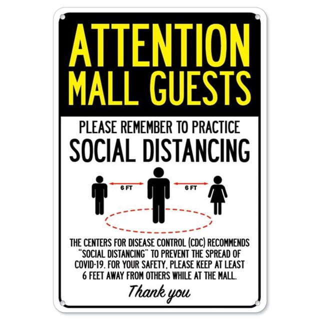 SignMission OS-NS-P-1218-25407 Covid-19 Notice Sign - Attention Mall Guests Practice Social Distancing