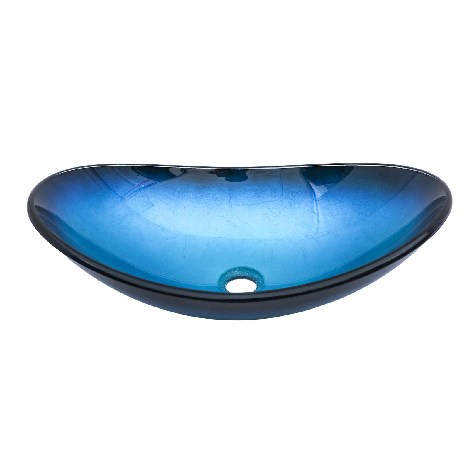 Vanity With Sink, Bathroom Artistic Tempered Glass Blue Vessel Bathroom Sink Pop-up Drain, Blue Boat Shape Bathroom Sink Above Counter (no Faucet), Blue Bathroom Vanity,Single Sink Vanity