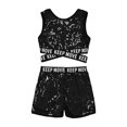 thumbnail image 4 of TiaoBug Kids Girls Sequins Dance Athletic Outfit Sleeveless Tank Jazz Crop Top with Shorts Set Black 14, 4 of 5