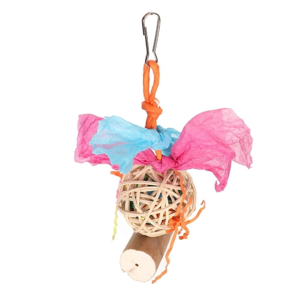 Bird Chewing Toys Parrot Foraging Shredding Toy Hanging Rattan Ball and Sola Wood Stick Toys for Cockatiel Parrotlet