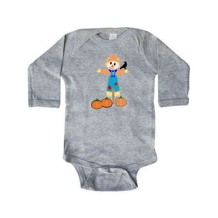 

Inktastic Cute Scarecrow With Pumpkins Gift Baby Boy or Baby Girl Long Sleeve Bodysuit