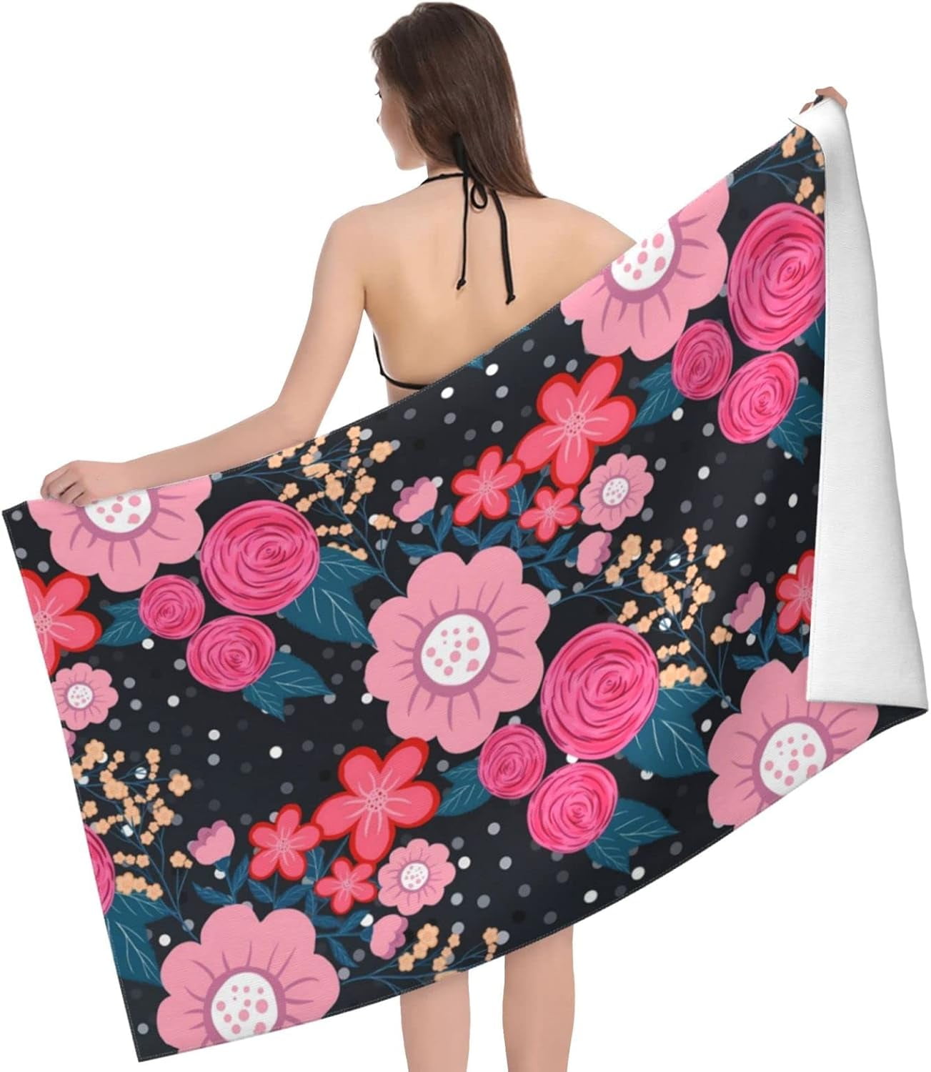 Pretty Black and White Butterflies Pattern Beach Towels Oversized Soft High Absorbent Quick Dry Bath Towels Pool Towels Travel Beach Towels for Kids Adults