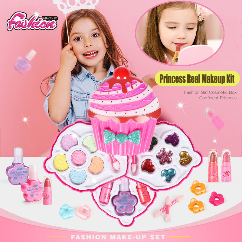 SAYLITA Kids Makeup Kit for Girl Washable Makeup Kit Real Cosmetic, Safe & NonToxic Little