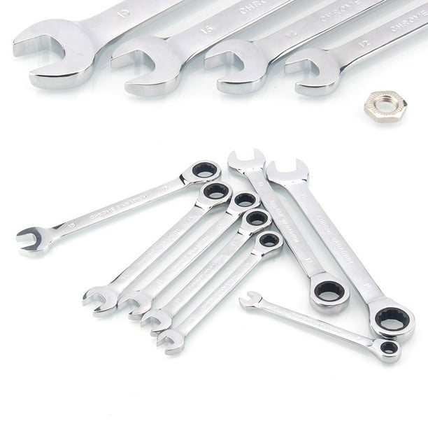7-32mm Chrome Vanadium Steel Ratchet Combination Wrench Set Torque Gear Spanner  Wrenches Set and A Set of Key Hand Tools 