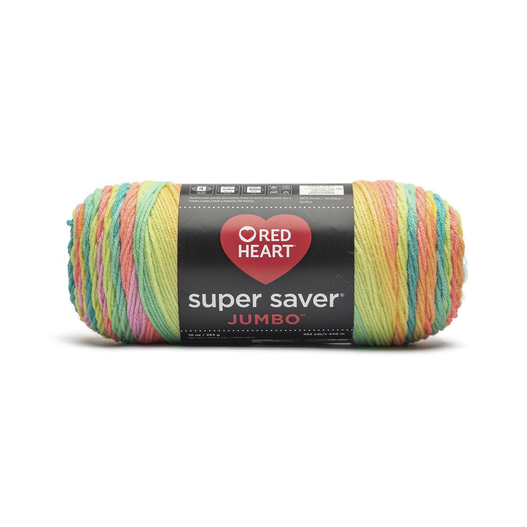 (2 pack) Red Heart Super Saver Jumbo Yarn, Retro Stripe, #4 Medium, Acrylic, 10oz/283g, 482 Yards