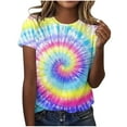 thumbnail image 2 of CaiJunJia T Shirts for Women Graphic,Women Tie dye Tops Casual Basic T Shirts Loose Fit Crew Neck Short Sleeve Summer Outfits, 2 of 3