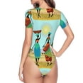 thumbnail image 4 of Haiem African Women Women's Crew Neck Short Sleeve Bodysuit Tops Stretchy Slim Basic-X-Large, 4 of 9