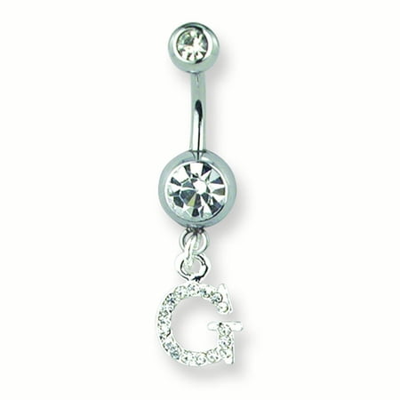SGSS Curv BB w Gem Ball & Dangling Pav, Letter 14G (1.6mm) 13/32 (11mm)
