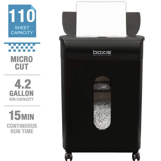 Boxis AF110A Autoshred 110Sheet Autofeed Microcut Paper Shredder