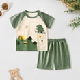 thumbnail image 2 of Quealent Toddler Pajamas Organic Cotton Baby Girl Pajamas Summer Short Sleeve Kids Clothes Snug Fit Pjs 2 Piece, (Army Green, 18-24 Months), 2 of 6