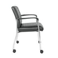 thumbnail image 3 of Guest Chair in Black Faux Leather with Chrome Frame and Casters, 3 of 5