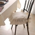 thumbnail image 3 of Ruffled Chair Cushions with Ties Elegant Vintage Cotton Chair Pads Soft Cotton Filled Seat Cushion for Farmhouse Home Kitchen Dining,Flesh,37 * 37cm, 3 of 4