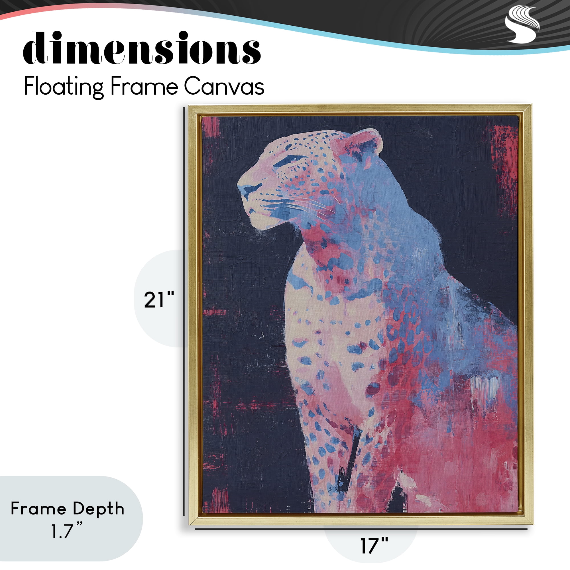 Stupell Industries Predator Pride Leopard Gold Framed Floater Canvas Wall Art, design by Svetlana Aleynikova