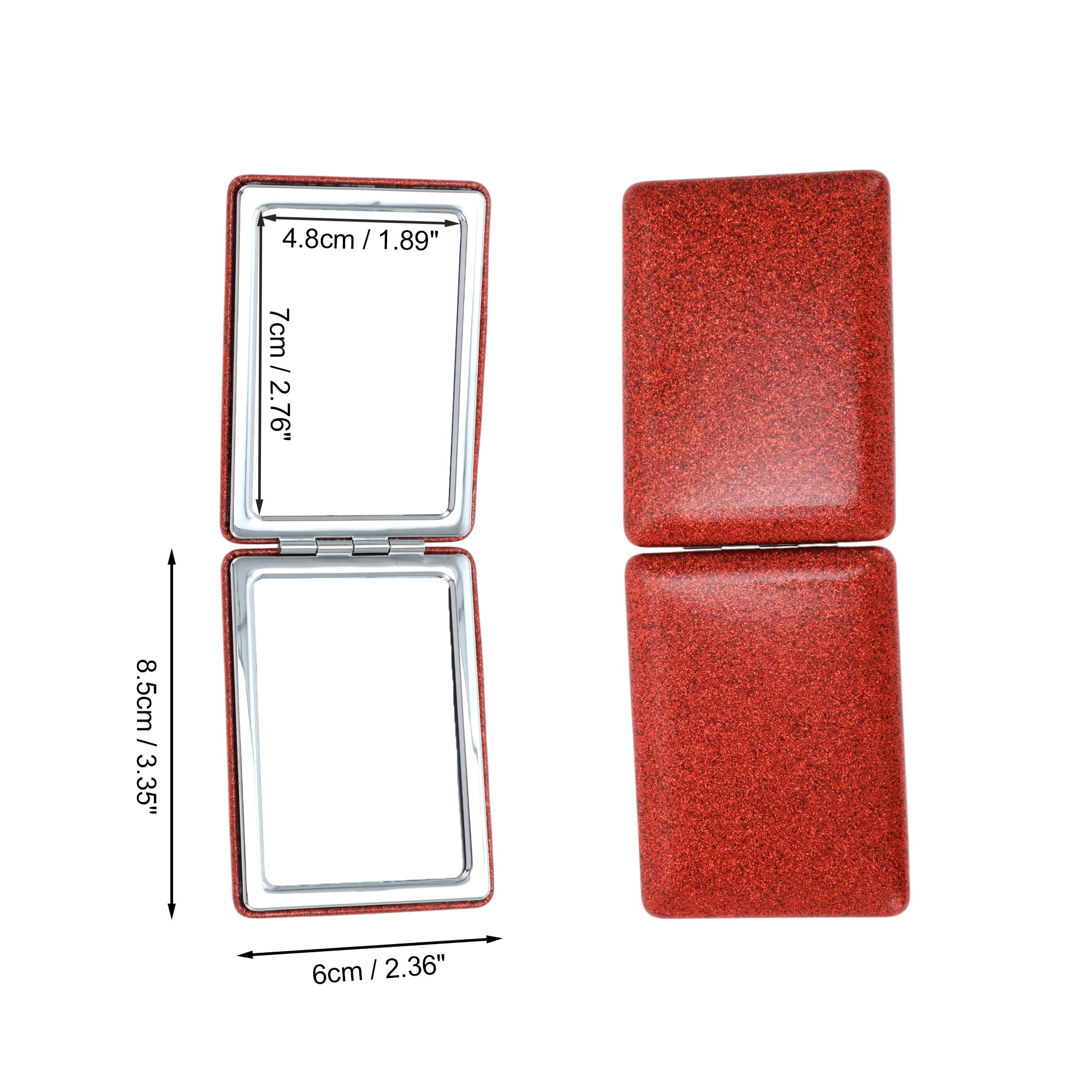 Unique Bargains 1 Pc Women Portable Rectangular Makeup Mirror for Travel Red