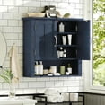 thumbnail image 2 of Christopher Knight Home Bathroom Wall Storage Cabinet Wall Mounted Medicine Cabinet with Adjustable Shelves and Open Shelf, Multi Functional Organizer for Bathroom Kitchen Laundry Room, Blue, 2 of 15