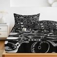 thumbnail image 6 of Full Size Fitted Sheet Set - Black Kitchen Tools 3 Piece Bedding Sets 16" Deep Pocket Fitted Sheet with 2 Pillowcases Modern Cooking Utensil Farmhouse Cookware Brushed Microfiber Luxury Bed Sheets, 6 of 9