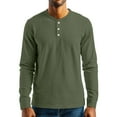 thumbnail image 4 of Resicozy Men's Henley Shirts Long Sleeve Fashion Lightweight Button Plain T-Shirt Casual Basic Tees Top Green M, 4 of 7