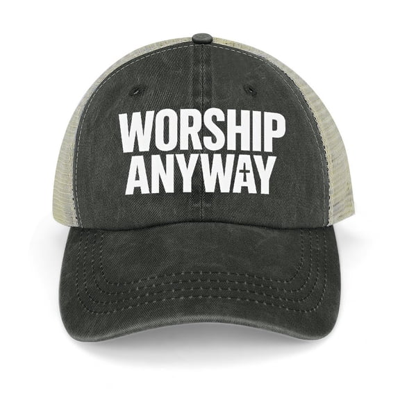 Worship Anyway Black Baseball Cap for Men Women, Adjustable Snapback Hats Trucker Hat