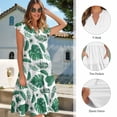 thumbnail image 6 of Garronmavis Palm Leaf Couples' Outfits Button-Down Shirt for Men Lightweight Hawaiian Blouse Tops and Womens Short Sleeve Dress Summer Flowy Beach Dresses Size 2XL with Pocket, 6 of 7