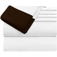 thumbnail image 3 of Dual Tone Sheet Set 4 Piece - 400 Thread Count - 12" Deep Pocket - 100% Egyptian Cotton - Cool and Breathable - Dual Color Sheet Set - Chocolate & White Solid, Queen Size., 3 of 5
