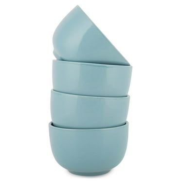 Elanze Designs Bistro Glossy Ceramic 4 inch Dessert Bowls Set of 4, Ice Blue