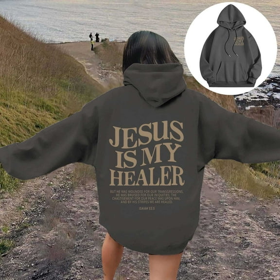 XINXIAOO Hoodies Sweatshirt for Women Jesus Loves You Hoodie Graphic Letter Print Sweatshirt Oversized Pullover Hoodie Fall Fashion Street Style