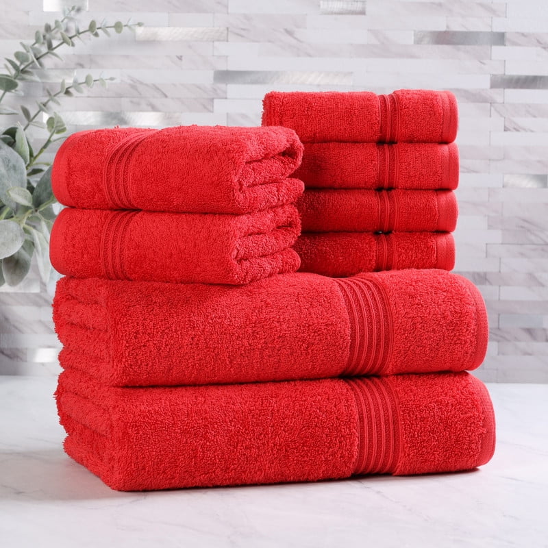 Superior Egyptian Cotton Absorbent 9-Piece Red Towel Set