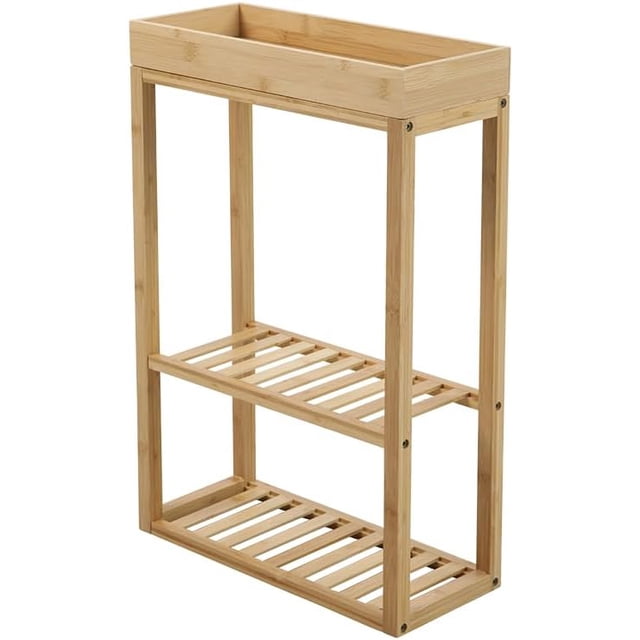 Casa Easter Estantería de 3 Niveles de Bambú – Modelo 89706FB | Librero Minimalista Moderno | Mueble Organizador Abierto | Ideal para Baño, Cocina, Recámara u Oficina | Color Natural
