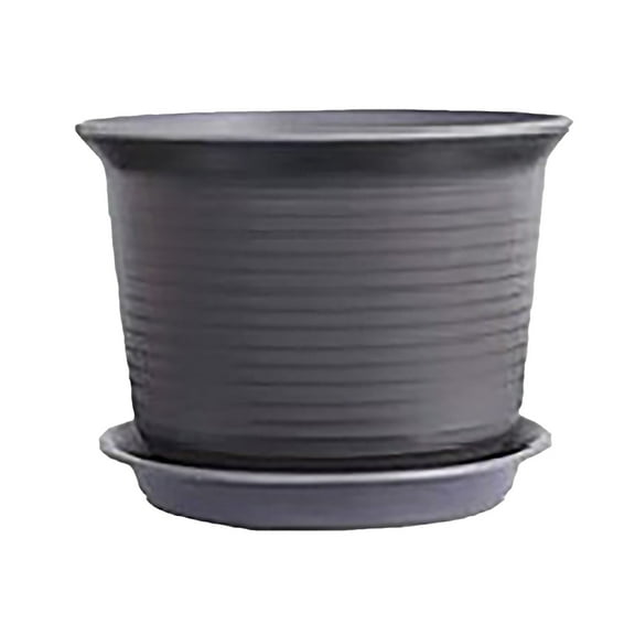 Clearance! Haidf Plant Pot, Thicken Plastic Planter with Tray and Multi Mesh Drainage Holes, Ripple Pattern Flower Pots for Indoor Outdoor Garden Flowers and Plants, Outdoor Pot, 7 Inch, Gray