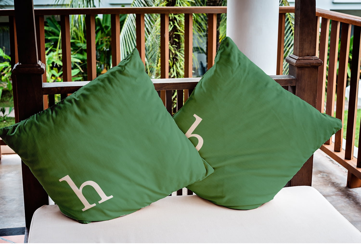Simply Daisy 16" x 16" Modern Monogram Indoor/Outdoor Polyester Throw Pillow, Sage