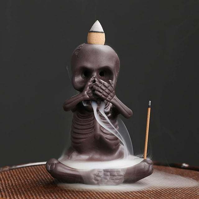 YSTIANN Gothic Skull Backflow Incense Kit, Reverse Flow Waterfall Burner with Holder + Cones Sticks, Unique Decor Set (Don't Say) WJ94-3202