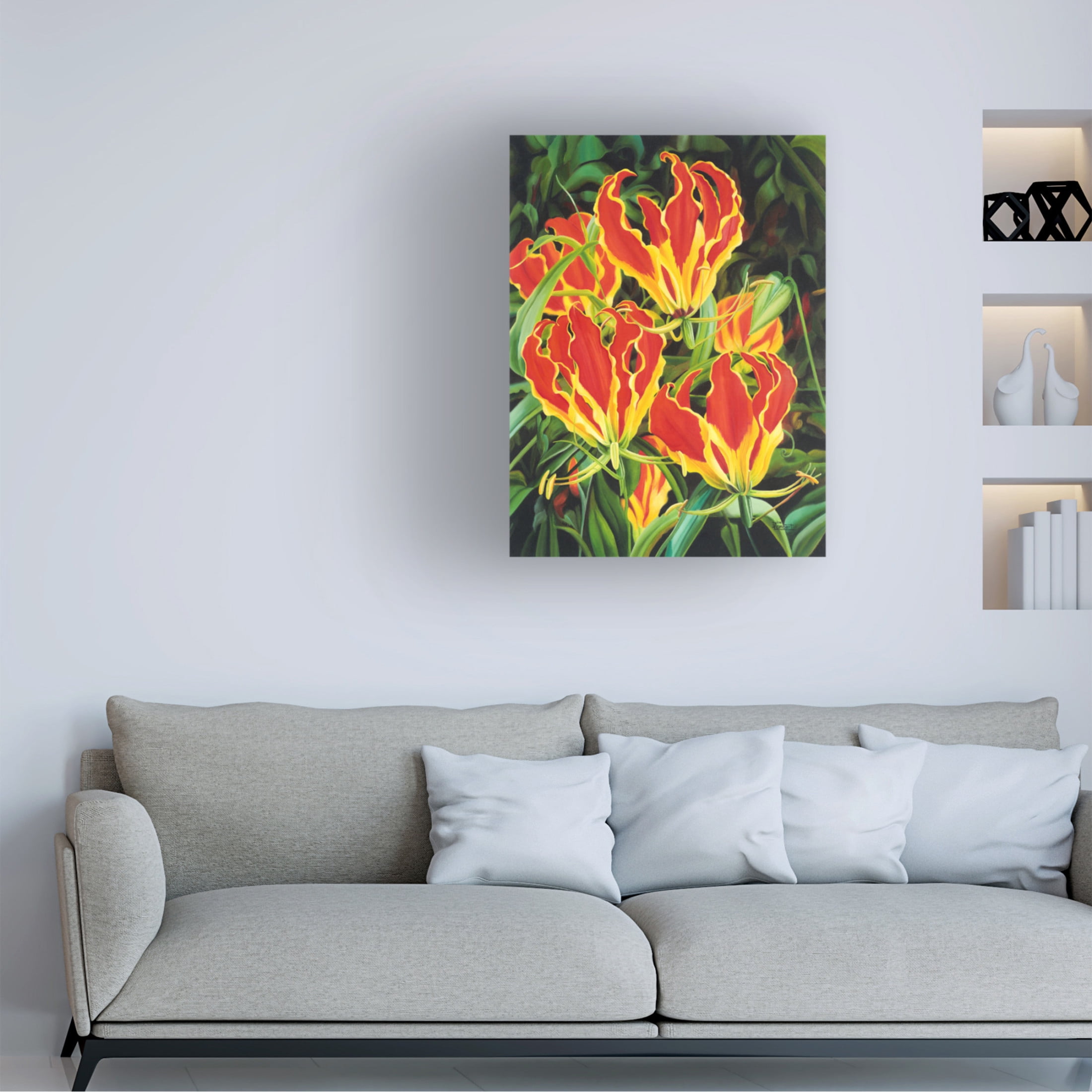 Canvas Wall Art - Delene Lambert 'Flame Lilies' Wall Art for Living Room, Bedroom, or Office Décor by Trademark Fine Art - 14 x 19 Inches