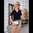thumbnail image 4 of Blusa de Punto con Hombros Descubiertos y Cruzados para Mujer, Informal, Elegante, con Textura, para Verano Negro XL, 4 of 10