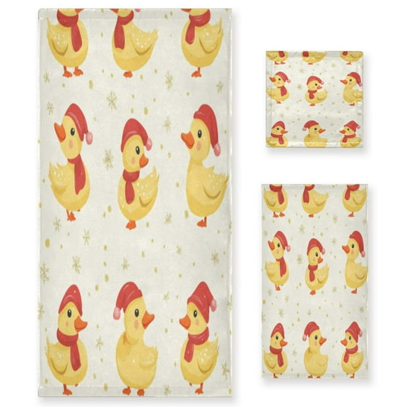 Three-Piece Towel Set Face Towel Towel Set Hand Towel Bath Towel Cotton Bath Towels Bath Towel Sets Hand Bath Towels Christmas Duck Seamless