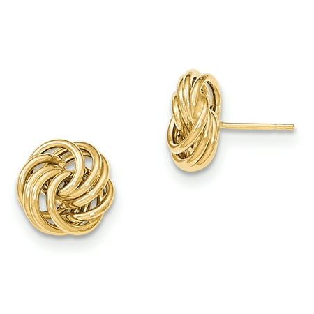 14k Yellow Gold Post Stud Earrings Ball Button Love Knot