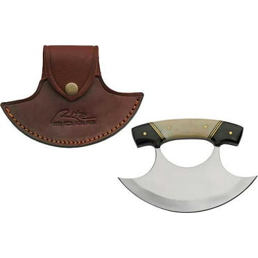Hunting Knife | 5.5" Ulu Knife Bone/Horn Handle Alaskan Inuit Eskimo   Sheath