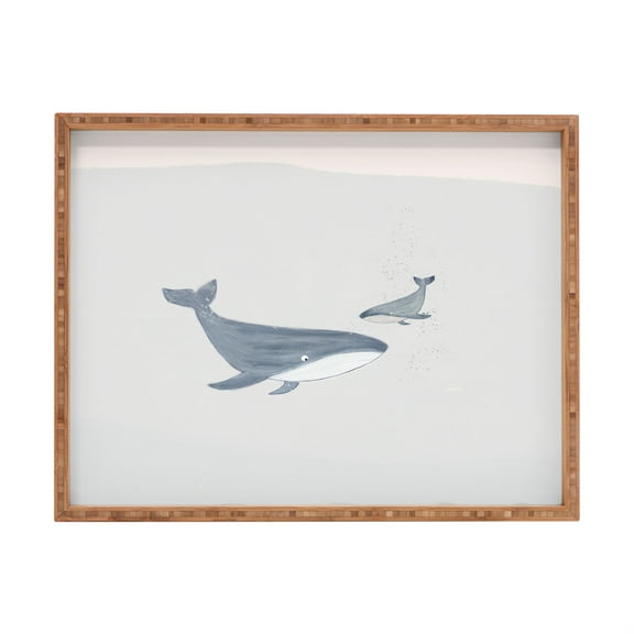 Society6 Hello Twiggs Two Whales 18" x 14" Large Rectangular Tray