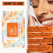 Pacifica Glowing Makeup Removing Wipes - with Glycolic Acid for AHA Exfoliating and Facial Cleansing - No Rinse Face Cleaning Towelettes - Dermatologist Tested, Vegan and Cruelty-Free, 30 Count