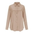 thumbnail image 3 of Blouse pour Femmes Mode Satin Couleur Unie Col en V Manches Longues, 3 of 8