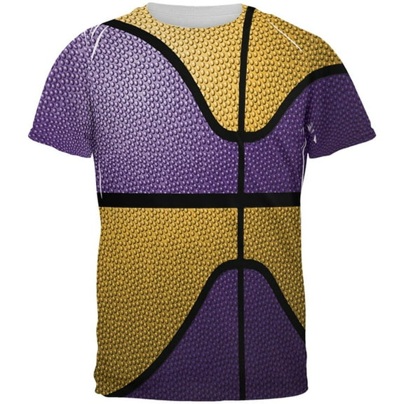 Championship Basketball Purple and Gold All Over Mens T Shirt Multi LG