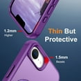 thumbnail image 3 of Magnetic Case for iPhone 16e Ring Holder Bracket Cover, Compatible with MagSafe Charging Support Car Mount, Hybrid Shockproof Dustproof Slim Rugged Case for iPhone 16e, Purple, 3 of 8