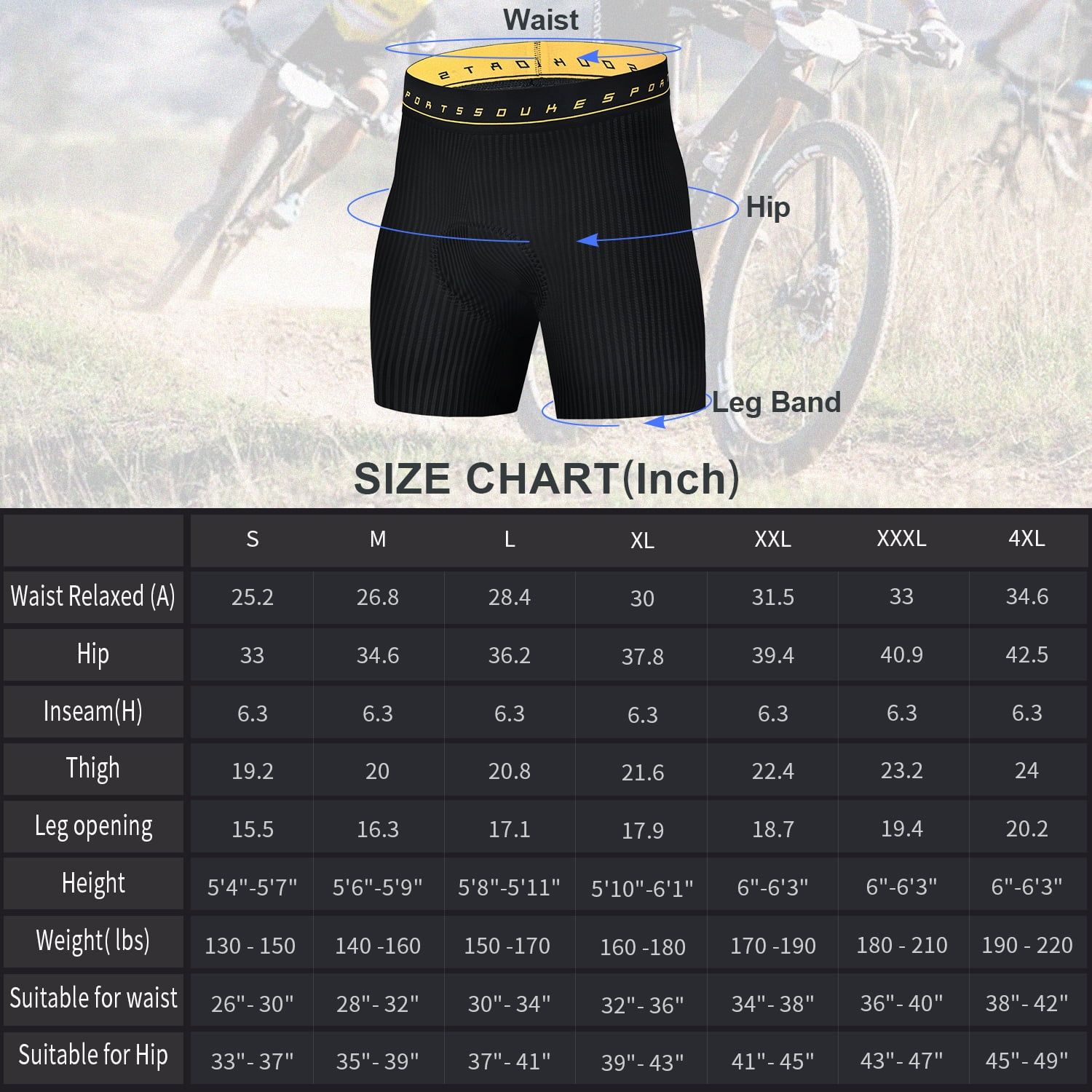 Souke Sports Men's Cycling Underwear 4D Padded Breathable Bike Undershort Shorts