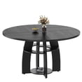 thumbnail image 1 of Space-Saving Modern Round Dining Table for 4-6,Modern Farmhouse Kitchen Table with Storage Shelf,Adjustable Feet,Easy Assembly & Cleaning for Dining Room, Living Room, Apartment, 1 of 7