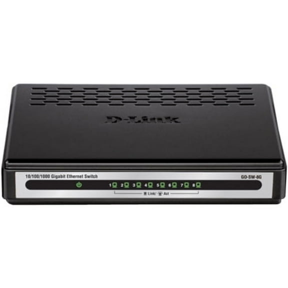 D-Link - GO-SW-8G - D-Link GO-SW-8G 8-Port Gigabit Unmanaged Desktop Switch - 8 Ports - 10/100/1000Base-T - 2 Layer
