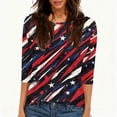 thumbnail image 4 of Women's 250th Anniversary Usa Shirt Independence Day Patriotic Star Print Crew Neck 3/4 Sleeve July 4th Top, 4 of 5