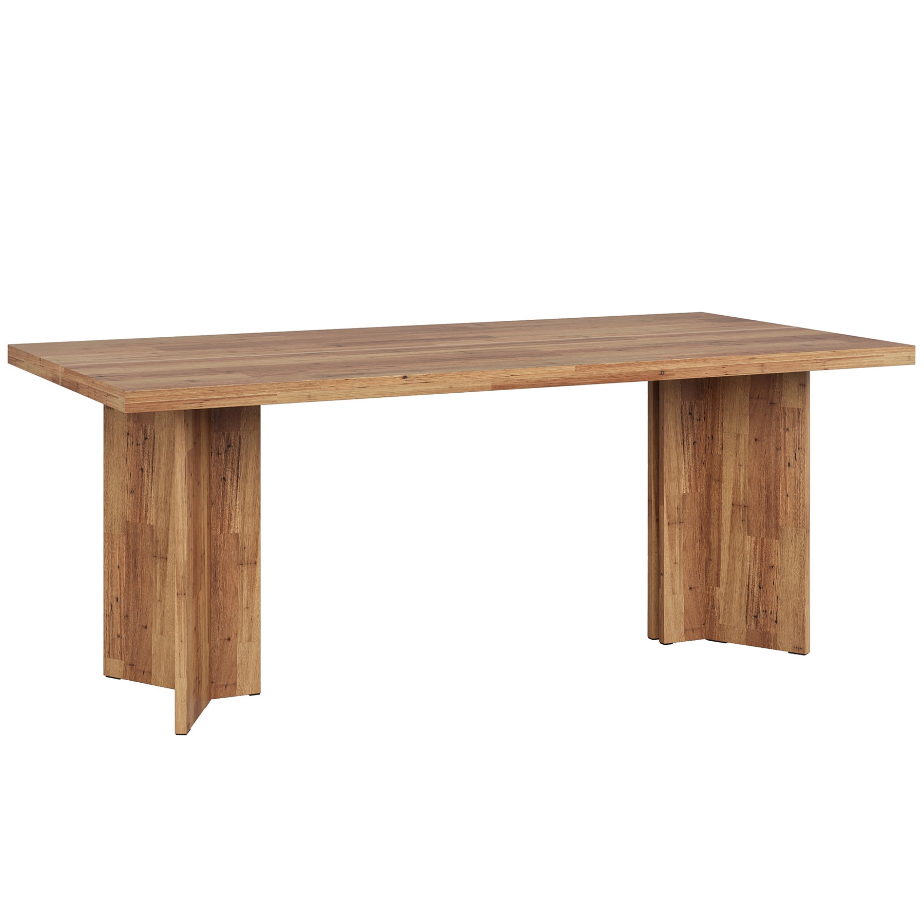 Fnova 63" Rectangular Modern Dining Table, Wooden Modern Kitchen Table for 6 People for Dining Room, Warm Brown (Chairs Not Included)